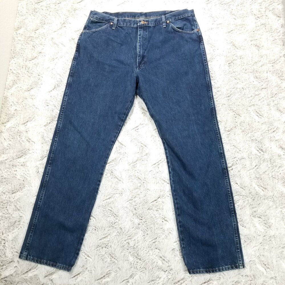 Wrangler Jeans Mens 40x36 Blue Relaxed Straight Dark Wash American Denim